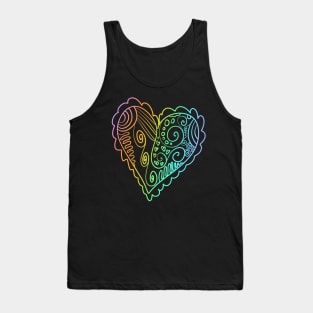 Rainbow Ombre Doodle Heart Tank Top